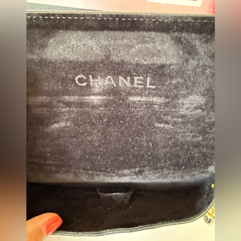 CHANEL Black Leather Sunglasses Case with Chain - Picture 9 of 12